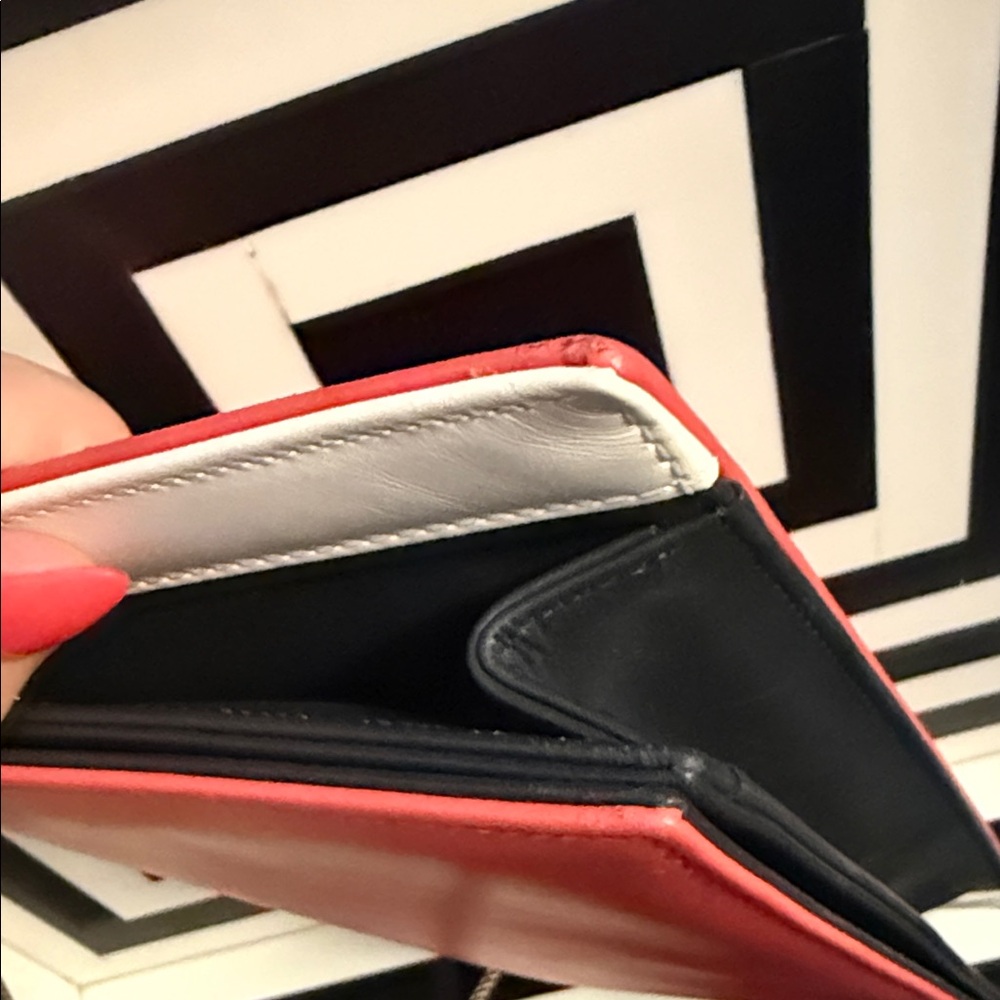 Giorgio Armani Pink-Red Leather Evening Clutch Silver Frame Chain Strap - Picture 6 of 10